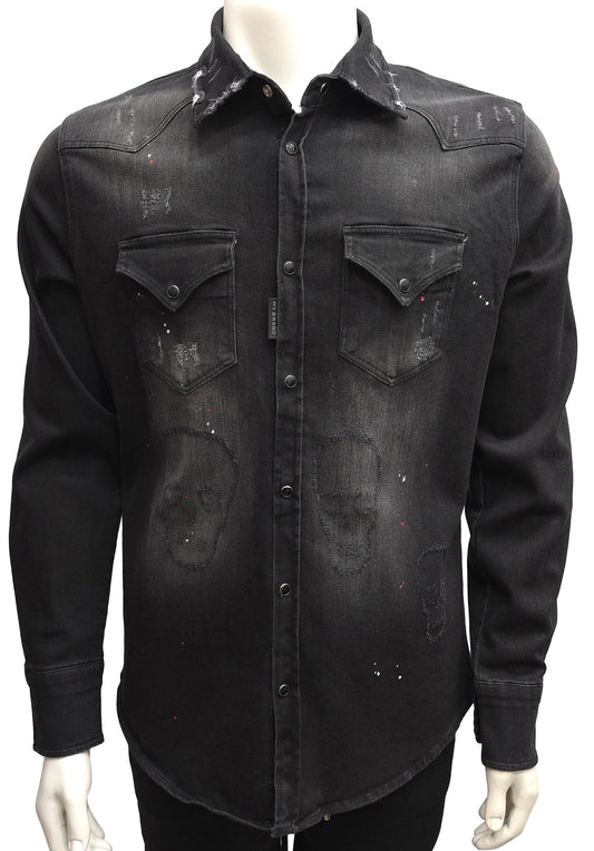 MY BRAND | Denim Shirt SKULL | Washed Black